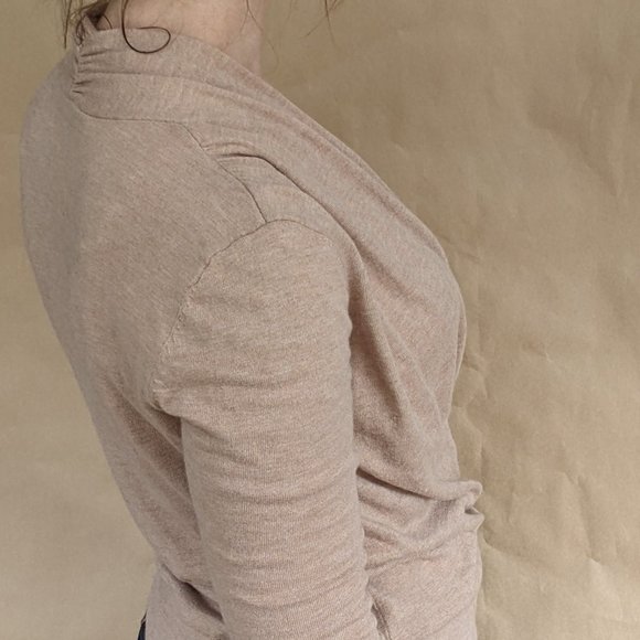 WHBM camel/khaki long sleeve faux wrap, sz S. Name your price: make an offer! - Picture 7 of 13